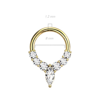 Anello Piercing 7 zirconi Clicker