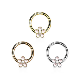 Anello Piercing Design a fiore Clicker