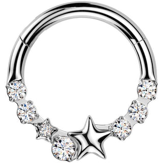 Anello Piercing stelle zircone Segment