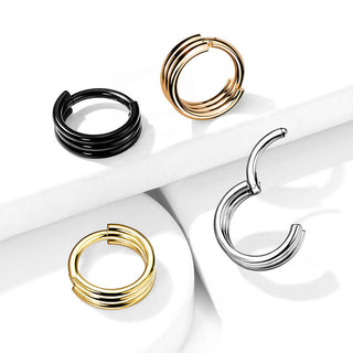 Anello Piercing Tripla linea di semicerchi Clicker