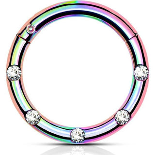 Anello Piercing 5 zirconi Clicker