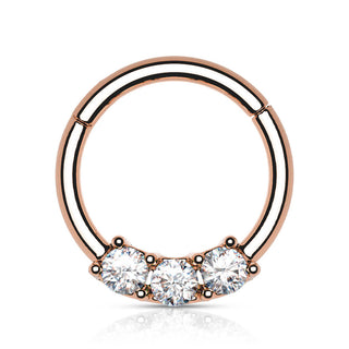 Anello Piercing 3 zirconi Clicker