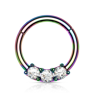 Anello Piercing 3 zirconi Clicker