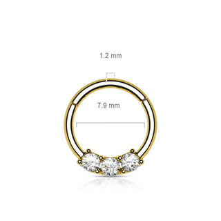 Anello Piercing 3 zirconi Clicker
