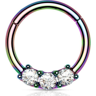 Anello Piercing 3 zirconi Clicker