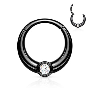 Anello Piercing Tondo con zircone Clicker