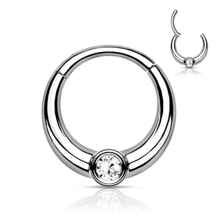 Anello Piercing Tondo con zircone Clicker