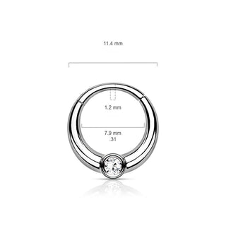 Anello Piercing Tondo con zircone Clicker