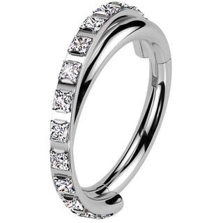 Titanio Anello Piercing Zirconi quadrati Segment