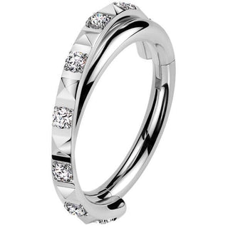 Titanio Anello Piercing Zirconi piramide Segment