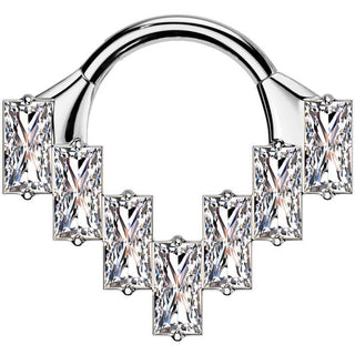 Titanio Anello Piercing  Zirconi taglio baguette Segment
