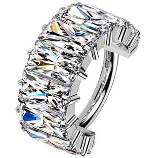 Titanio Anello Piercing  largo grande zirconi tagliati a baguette Segment