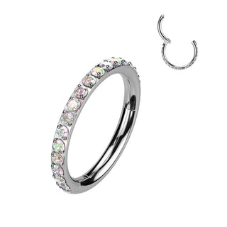 Titanio Anello Piercing Zirconi Segment
