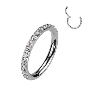 Titanio Anello Piercing Zirconi Segment