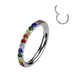 Titanio Anello Piercing Zirconi Segment