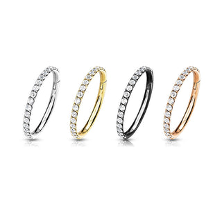 Titanio Anello Piercing Zirconi Segment
