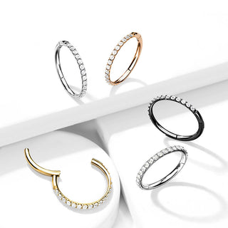 Titanio Anello Piercing Zirconi Segment