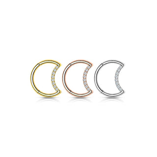Titanio Anello Piercing  Luna di zirconi Clicker
