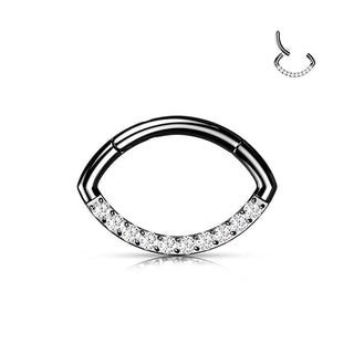 Titanio Anello Piercing Ovale con zirconi Clicker