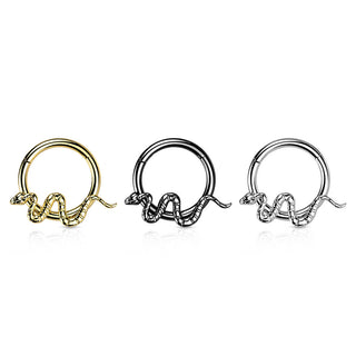 Titanio Anello Piercing Serpente Clicker
