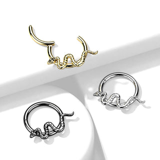 Titanio Anello Piercing Serpente Clicker