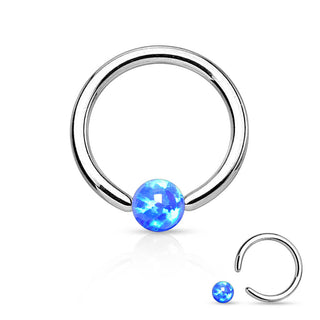 Anello Piercing Argento con sfera in opale Perla Prigioniera