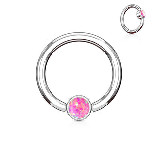 Anello Piercing Cilindro argento con zircone Perla Prigioniera