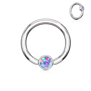 Anello Piercing Cilindro argento con zircone Perla Prigioniera