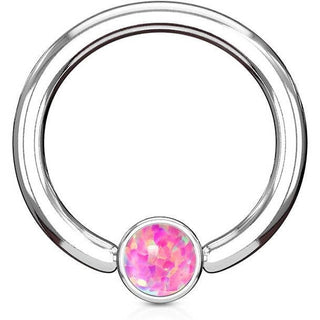 Anello Piercing Cilindro argento con zircone Perla Prigioniera