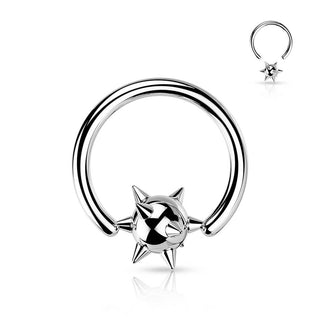 Anello Piercing Sfera borchiata Perla Prigioniera