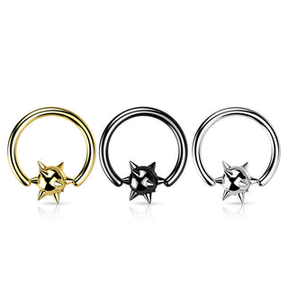 Anello Piercing Sfera borchiata Perla Prigioniera