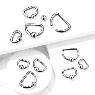 Anello Piercing  Anello forma "D" d´argento Perla Prigioniera