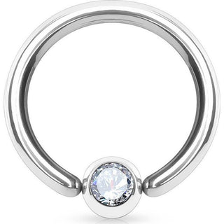Anello Piercing Sfera d´argento con zircone Pieghevole