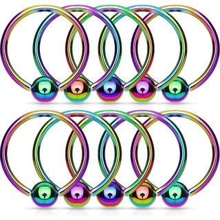 Titanio Anello Piercing Sfera arcobaleno Perla Prigioniera