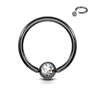 Anello Piercing Sfera con zircone Perla Prigioniera
