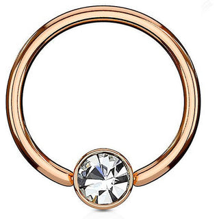 Anello Piercing Cilindro con zircone Perla Prigioniera