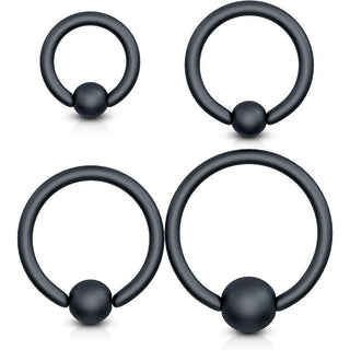 Anello Piercing Sfera nera Perla Prigioniera