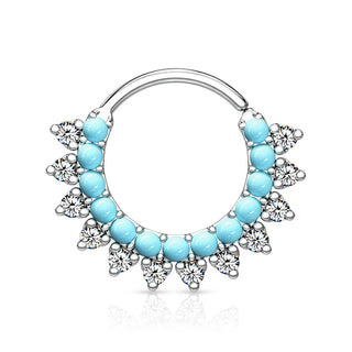 Anello Piercing Turchesi e zirconi Pieghevole