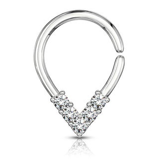 Anello Piercing Chavron con 5 zirconi Pieghevole