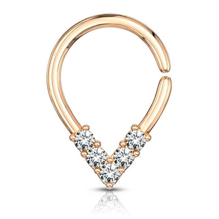 Anello Piercing Chavron con 5 zirconi Pieghevole