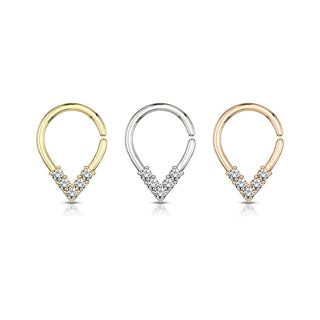 Anello Piercing Chavron con 5 zirconi Pieghevole