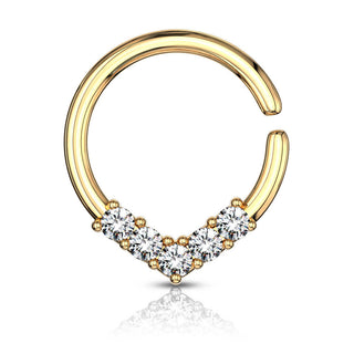 Anello Piercing Oro e zirconi Pieghevole
