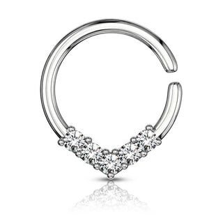 Anello Piercing Oro e zirconi Pieghevole