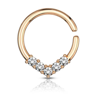 Anello Piercing Oro e zirconi Pieghevole