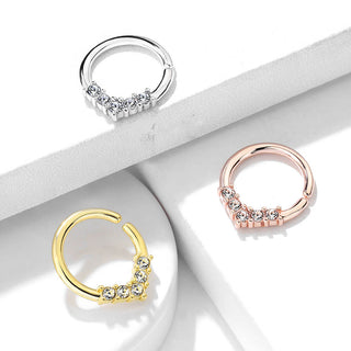 Anello Piercing Oro e zirconi Pieghevole