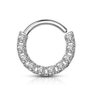 Argento 925 Anello Piercing Zirconi Pieghevole