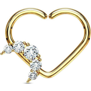 Anello Piercing  Cuore con luna di zirconi Pieghevole