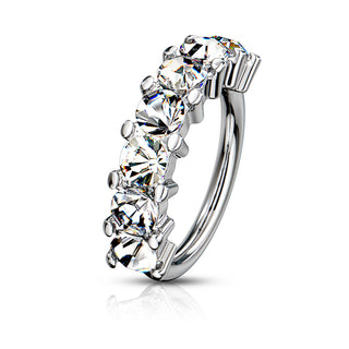 Anello Piercing 7 zirconi Pieghevole