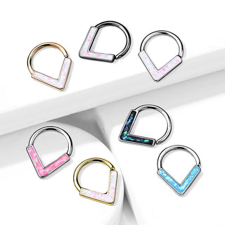 Anello Piercing  Chevron con opale Pieghevole