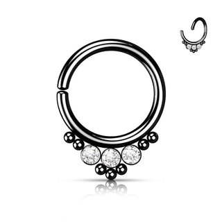 Anello Piercing 3 cilindri con zircone Pieghevole